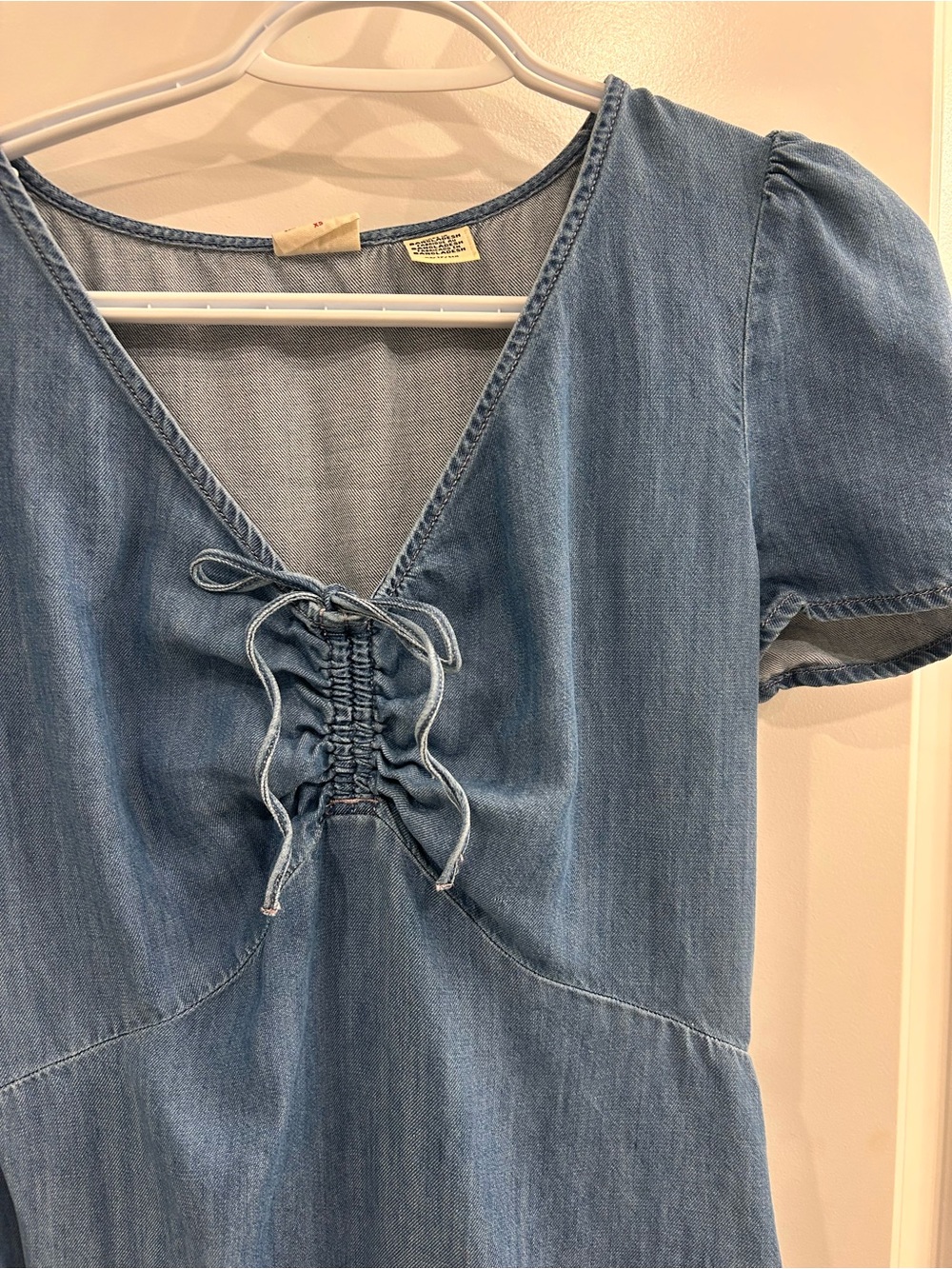 Denim Tie-Front Women’s Dress - Light Blue